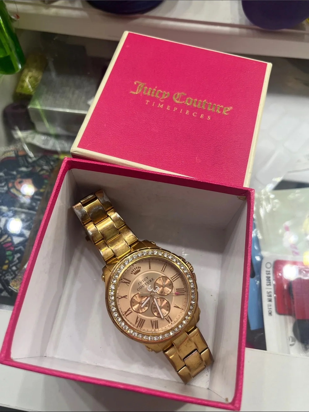 Juicy Couture Rose Gold Crystal Bezel Bracelet Watch